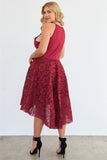 Plus Size Hi-low Floral Lace Dress