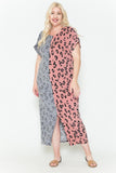 Front Slit Leopard Print Maxi Dress