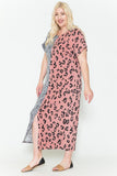 Front Slit Leopard Print Maxi Dress