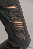 Straight Cut Distressed Denim Jeans