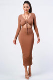 Front Shirring Cut-out Dress