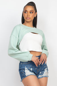 Ribbed Top With Shrug Sweater