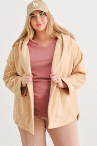 Open Front Soft To Touch Hooded Cardigan Jacket