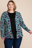 Animal Printed Open Front Cropped Cardigan
