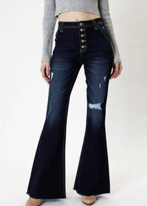 KanCan high rise button flare jeans - MiaStylez